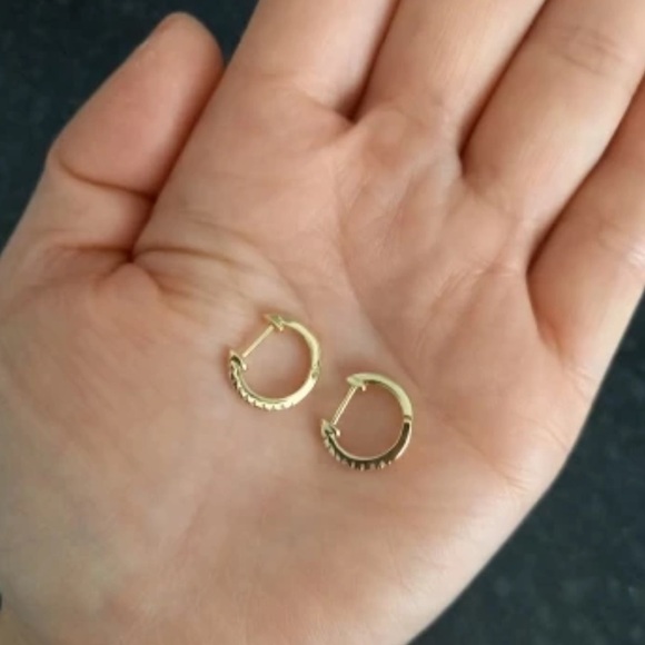 𝅺NEW 14k Gold/Silver/Rose Gold Plated CZ Hoop Earrings - Picture 10 of 14